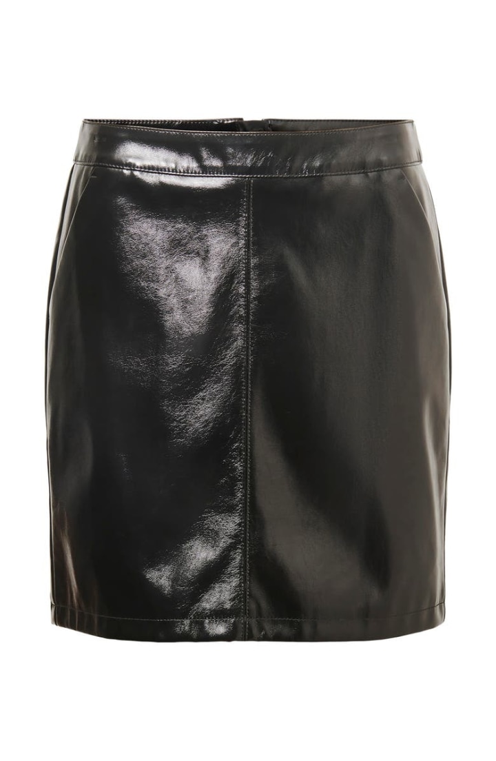 High Waist Faux Leather Skirt