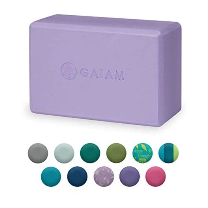 Gaiam Yoga Block - Supportive Latex-Free EVA Foam Soft Non-Slip Surface for Yoga, Pilates, Meditation (Lilac)