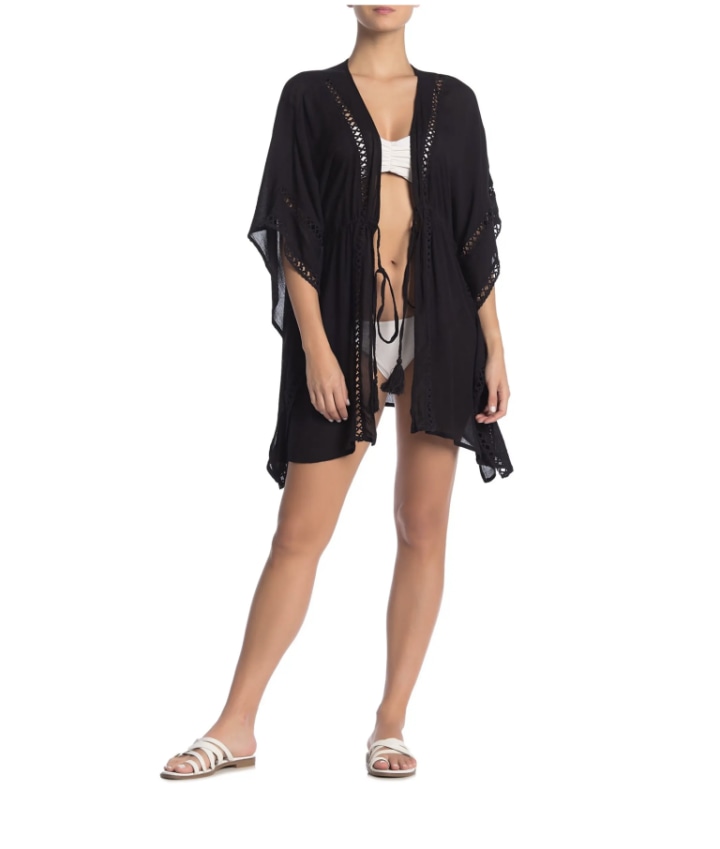 long black lace cover up