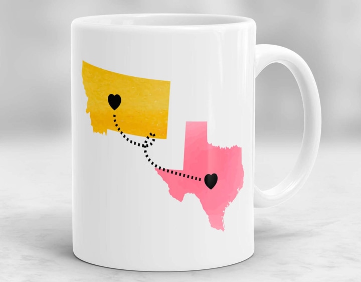 Long Distance Mug, State to State Mug, Custom Long Distance Mug, Mother Mug, Mother&#039;s Day Gift, Gift for Mom, Birthday Gift for Mom