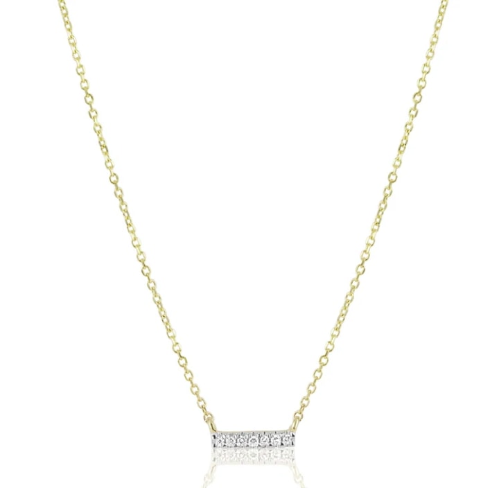 Tiny Pave Diamond Bar Necklace