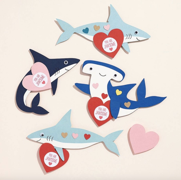 Sharks Valentine Card Kit (Set of 24)