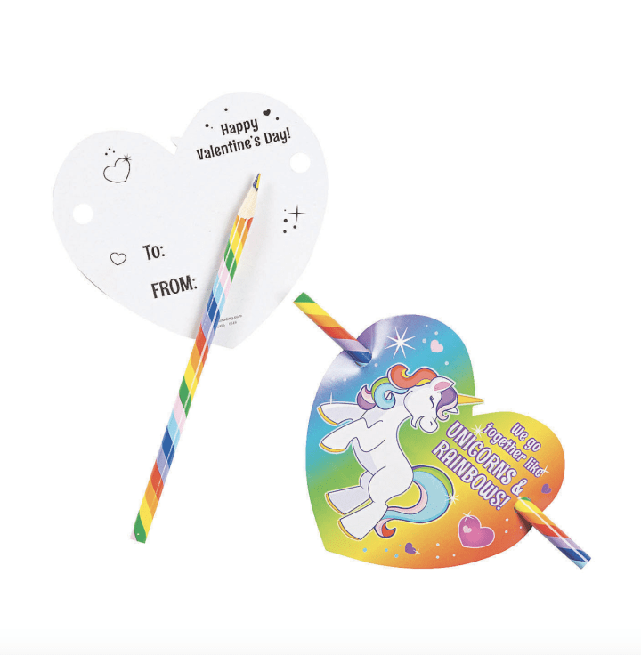 Rainbow Pencil Unicorn Valentines (Set of 12)