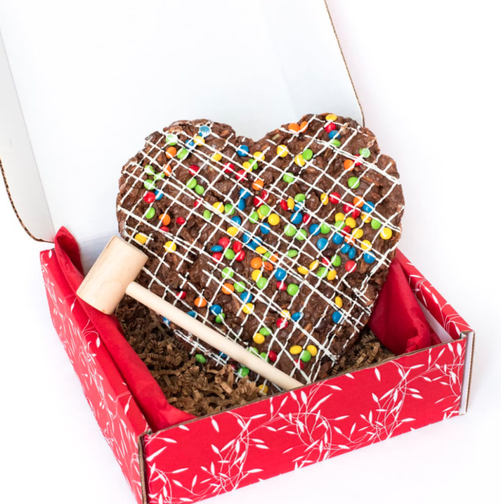 Heart-Shaped Chocolate Pizza with Mallet