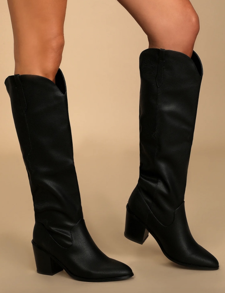 Pointed-Toe Knee-High Boots