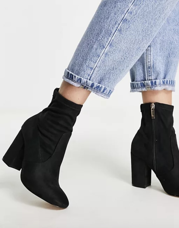 Office Aisling stretch block heel ankle boots in black