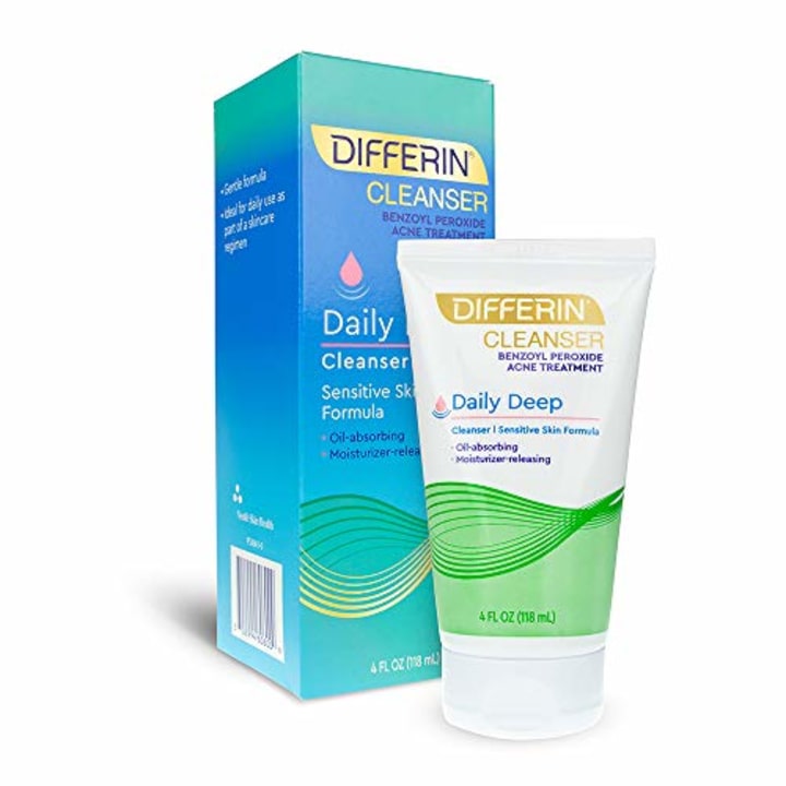 Acne Face Wash with Benzoyl Peroxide by the makers of Differin Gel, Daily Deep Cleanser, Gentle Skin Care for Acne Prone Sensitive Skin, 4 oz