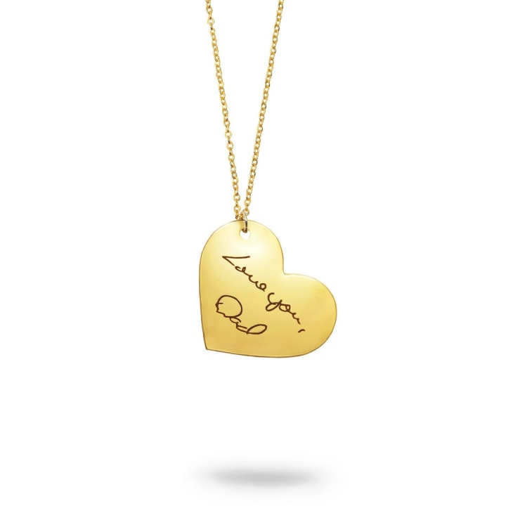 Gold Filled Custom Handwriting Heart Necklace