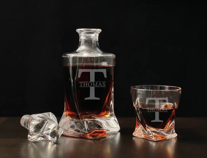 Twisted Engraved Decanter Set
