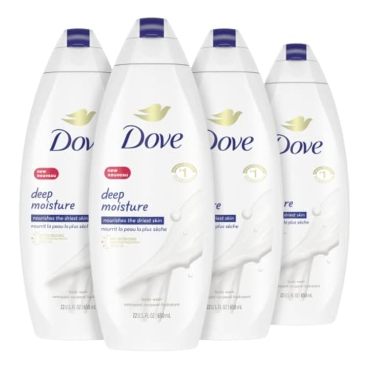 Dove Body Wash Cleanser for All Skin Types Deep Moisture Effectively Washes Away Bacteria While Nourishing Your Skin 22 oz 4 count