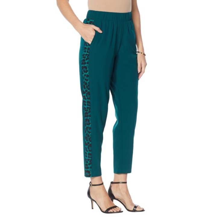 Iman Global Chic Stretch Woven Side Stripe Ankle Pant