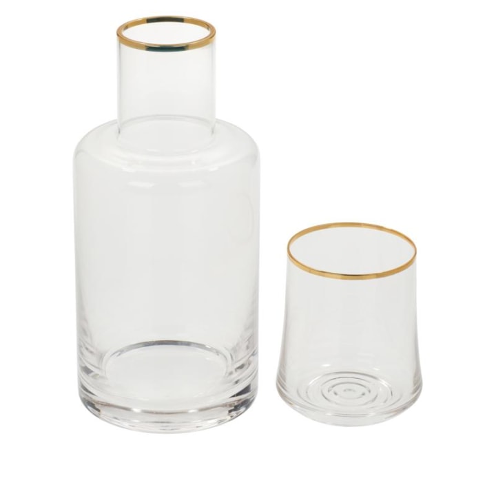 August &amp; Leo Gold-Tipped Carafe with Drinking Glass