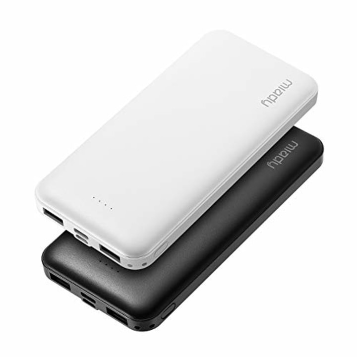 2-Pack Miady 10000mAh Dual USB Portable Charger, Fast Charging Power Bank with USB C Input, Backup Charger for iPhone X, Galaxy S9, Pixel 3 and etc ...