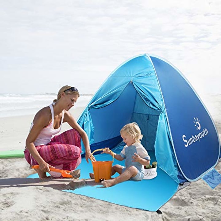 Beach Tent, Sunba Youth Anti UV Beach Shade, Instant Portable Tent Sun Shelter, Pop Up Baby Beach Tent, for 2-3 Person (Blue)