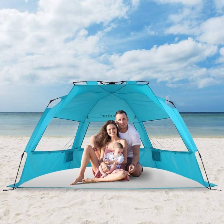 Beach Sun Shelters Instant Shade Canopy Head PopUp Canopy Automatic Shade Tent 