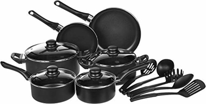 AmazonBasics 15-Piece Nonstick Kitchen Cookware Set
