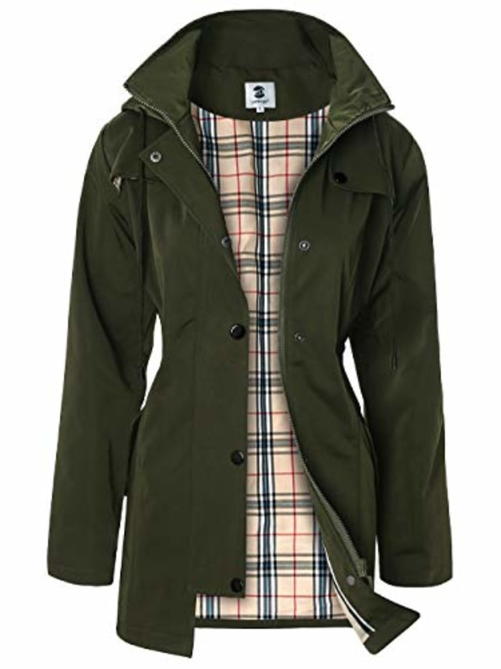 Arthas Women Rain Jacket with Hood Lightweight Waterproof Rain Coats for Women Breathable Outdoor Long Trench Raincoat 