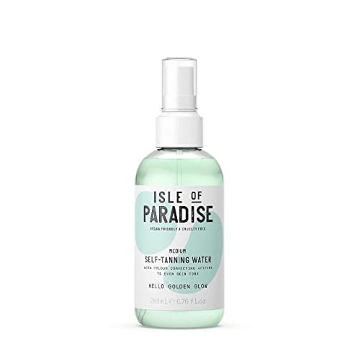Isle of Paradise Self Tanning Water, Medium (Golden Glow) - Color Correcting and Red Cancelling Self Tan Spray, Vegan and Cruelty Free, 6.76 Fl Oz