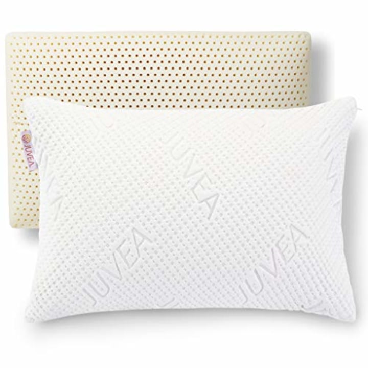 JUVEA - 100% Natural Talalay Latex Sleeping Bed Pillow - Luxury, Medium Firmness Standard Pillow for Side, Back, and Stomach Sleepers - Removable Breathable Cotton Cover