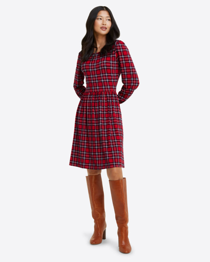 Fit &amp; Flare Dress in Angie Plaid