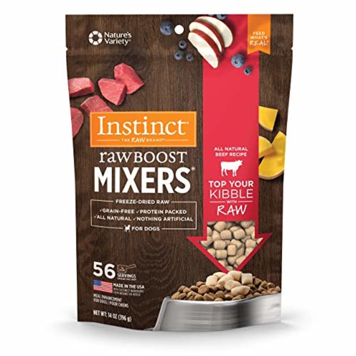 Instinct Freeze Dried Raw Boost Mixers Grain Free All Natural Beef Recipe Dog Food Topper by Nature&#039;s Variety, 14 oz. Bag