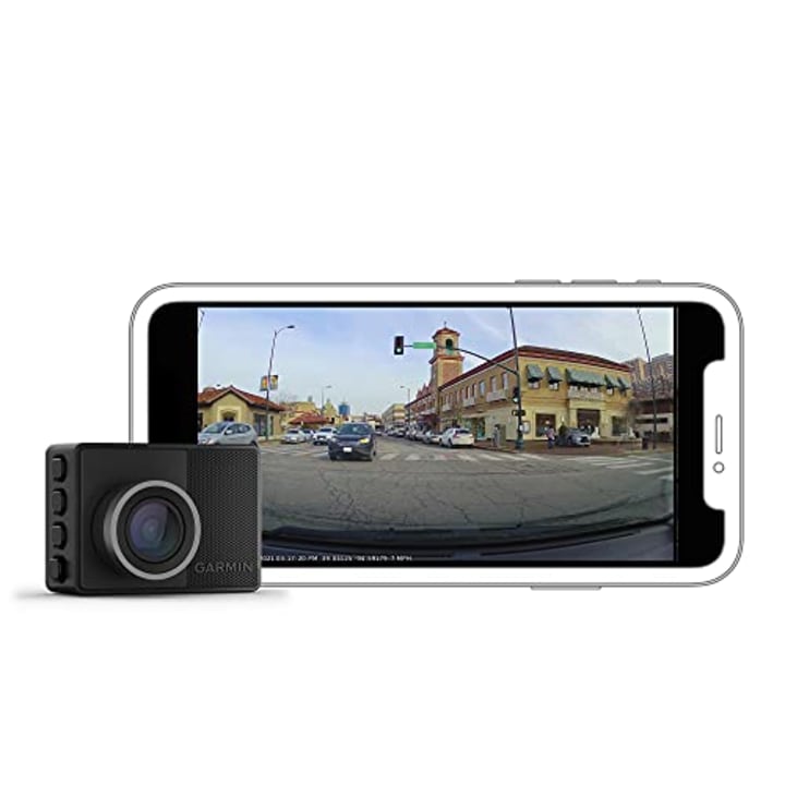 Garmin Dash Cam 57, 1440p and 140-degree FOV, Monitor Your Vehicle While Away w/ New Connected Features, Voice Control, Compact and Discreet, Includes Memory Card
