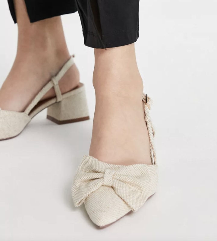 Wide Fit Suzy Bow Slingback Mid Heeled Shoes
