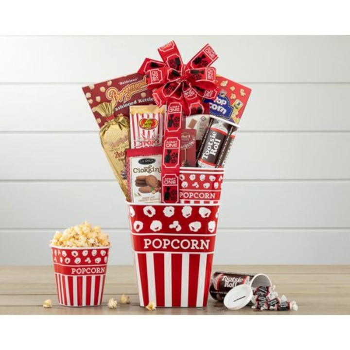 Family Movie Night Popcorn and Sweets Gift Basket