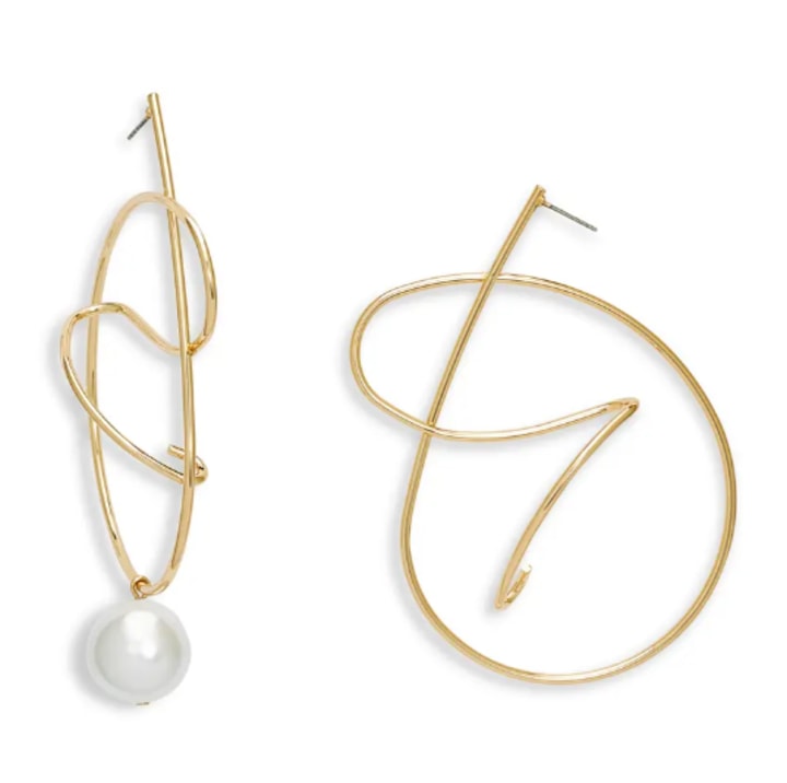 Assymetric Mismatched Imitation Pearl Statement Earrings