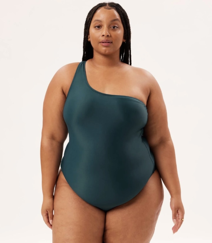Girlfriend Collective Sea Powell One Shoulder Swimsuit