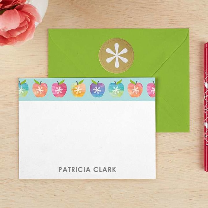 Watercolor Apples Personalized Stationery