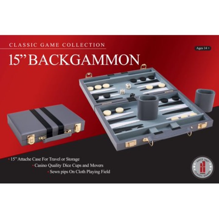 Classic Games Collection 15-inch Attache Backgammon Set