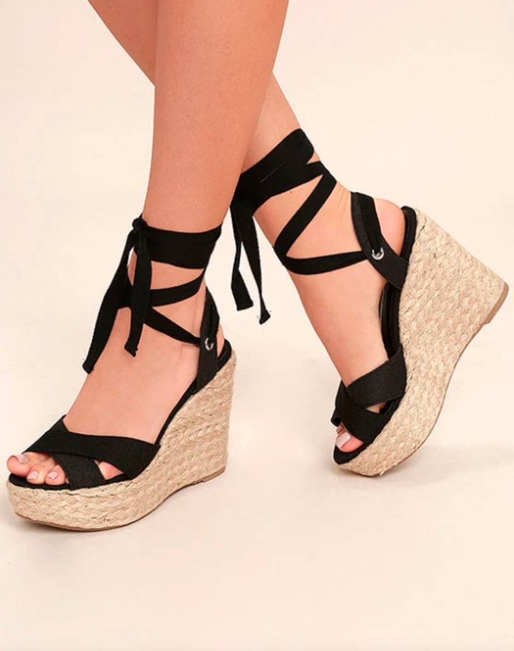 Espadrille Sandals black-rose-gold-coloured striped pattern casual look Shoes Sandals Espadrille Sandals 