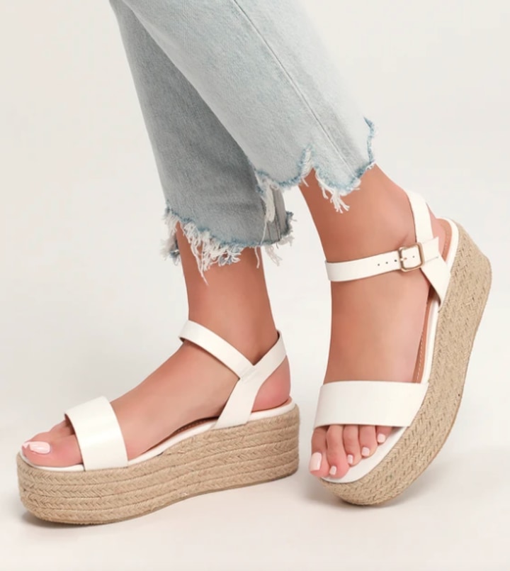 Corsa White Espadrille Flatform Sandals