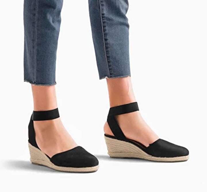 Elastic Ankle Strap Espadrilles Wedge Sandals