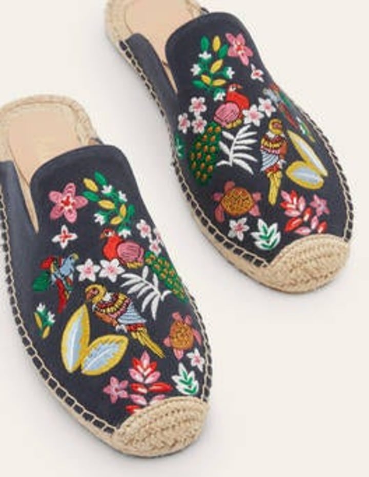Embroidered Mule Espadrilles