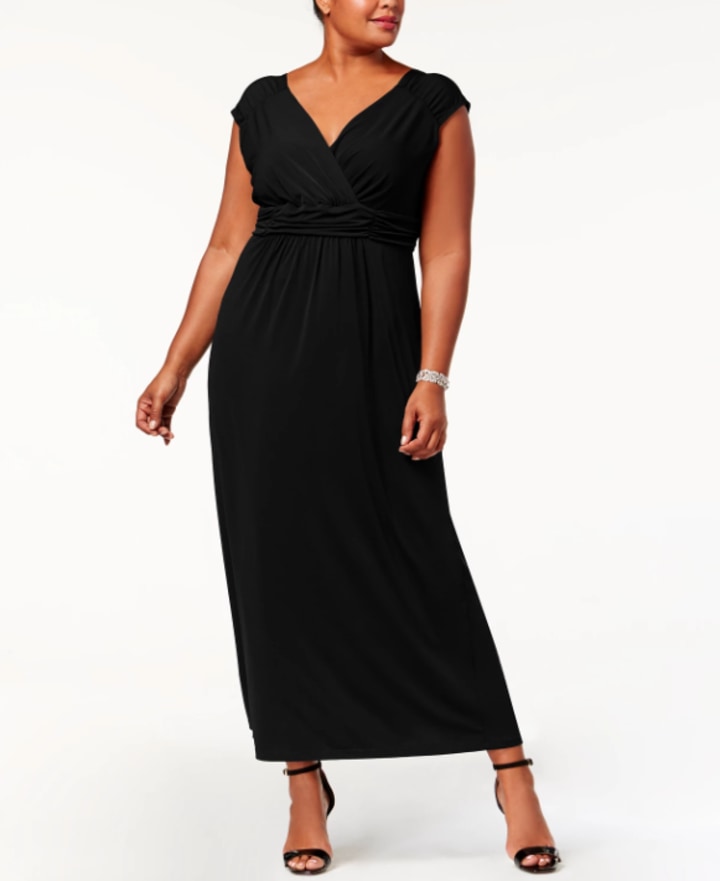 Plus-Size Ruched Empire Maxi Dress