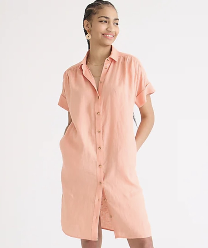 Relaxed-Fit Linen Shirt Dress