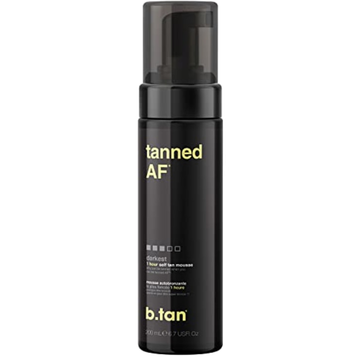 b.tan tanned AF - Ultra Dark Self Tanner - 100% Natural, Fast, 1 Hour Sunless Tanner Mousse, No Gimmicks, No Fake Tan Smell, No Added Nasties, Vegan, Cruelty &amp; Paraben Free, 6.7 Fl Oz