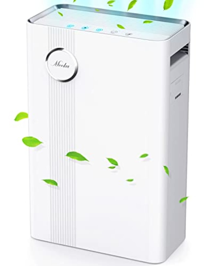 MOOKA Air Purifiers Home for Large Rooms True HEPA Air Filter, Activated Carbon, 23dB High CADR Air Cleaner for 1076 Sq. Ft., Allergies, Pollen, Smoke, Dust, Pet Dander Fast Purification, Sleep Mode