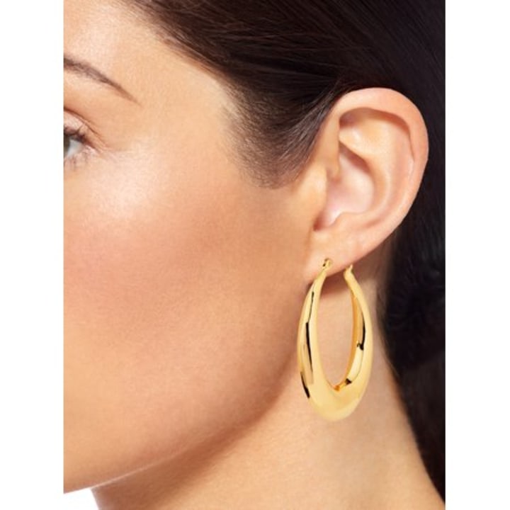 Brass Yellow Gold-Plated Hoop Earrings