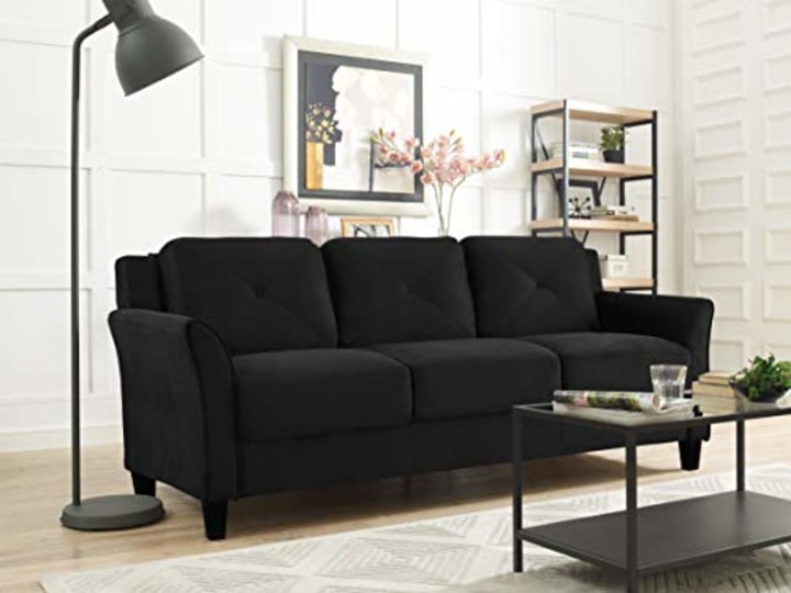 Lifestyle Solutions Collection Grayson Micro-Fabric Sofa, 80.3&quot; x 32&quot; x 32.68&quot;, Dark Grey
