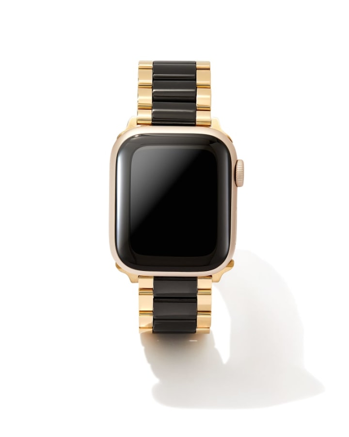 Dira 3 Link Watch Band in Gold Tone &amp; Black Stainless Steel