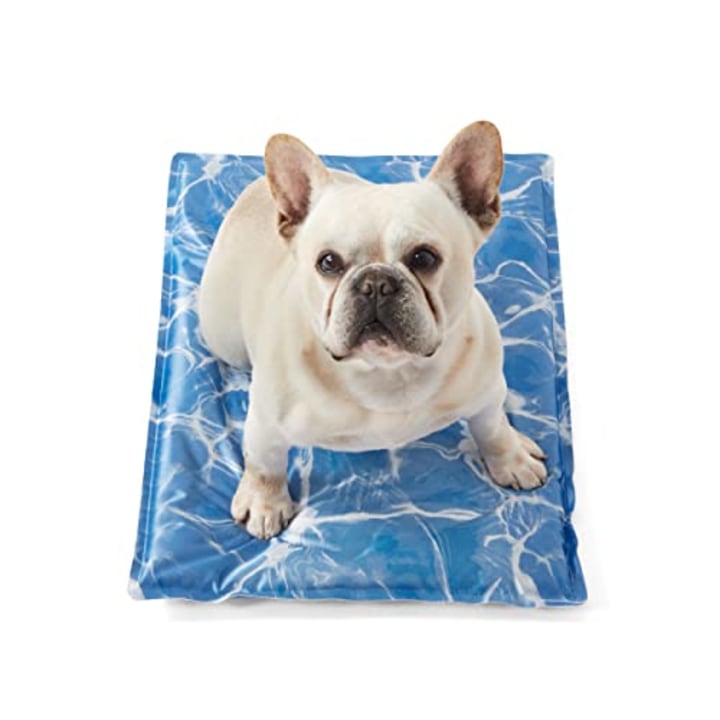 LESURE Dog Cooling Mat Small - Water Injection Pet Cooling Pad, Durable Cooling Dog Bed Mats for Small Dogs &amp; Cats, Blue Ocean Design 24 x 17 inch