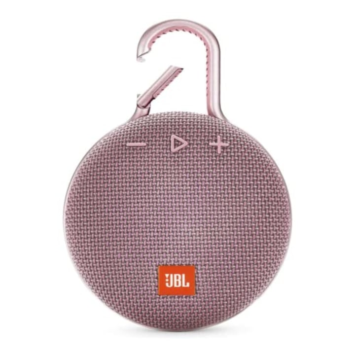 JBL Clip 3, Dusty Pink - Waterproof, Durable &amp; Portable Bluetooth Speaker - Up to 10 Hours of Play - Includes Noise-Cancelling Speakerphone &amp; Wireless Streaming