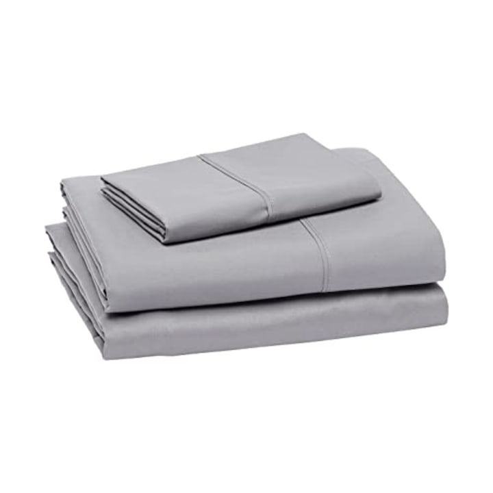 Amazon Basics Lightweight Super Soft Easy Care Microfiber Bed Sheet Set with 14&quot; Deep Pockets - Twin, Dark Gray