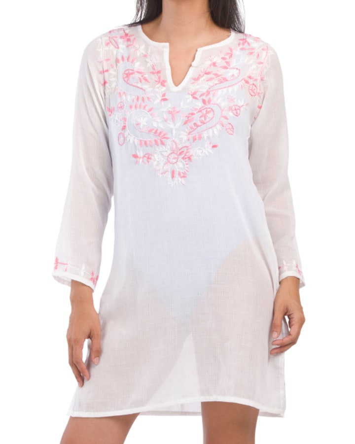 Lily Embroidery Tunic Cover-up