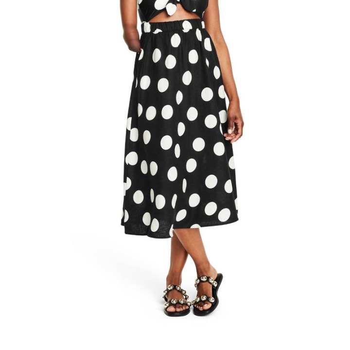 Women&#039;s Polka Dot Midi Skirt - Tabitha Brown for Target Black/White