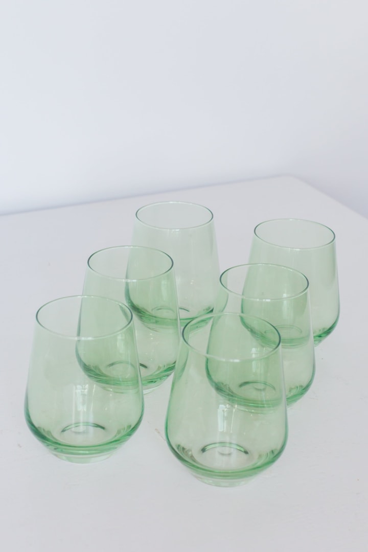Estelle Colored Wine Stemless - Set of 6 Mint Green
