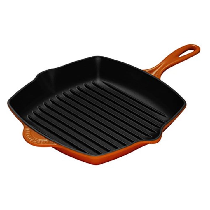 Le Creuset Enameled Cast-Iron 10-1/4-Inch Square Skillet Grill, Cerise (Cherry Red)